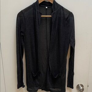 Thin Black Open Front Cardigan